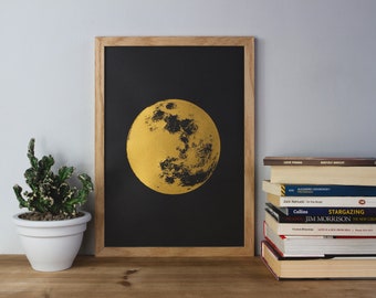 Moon Print, Gold Print, Reflection Moon, Boho, Bohemian, fathers day, A3 Art Print, Prints, Screenprint, Gift Idea, Print, Reflection