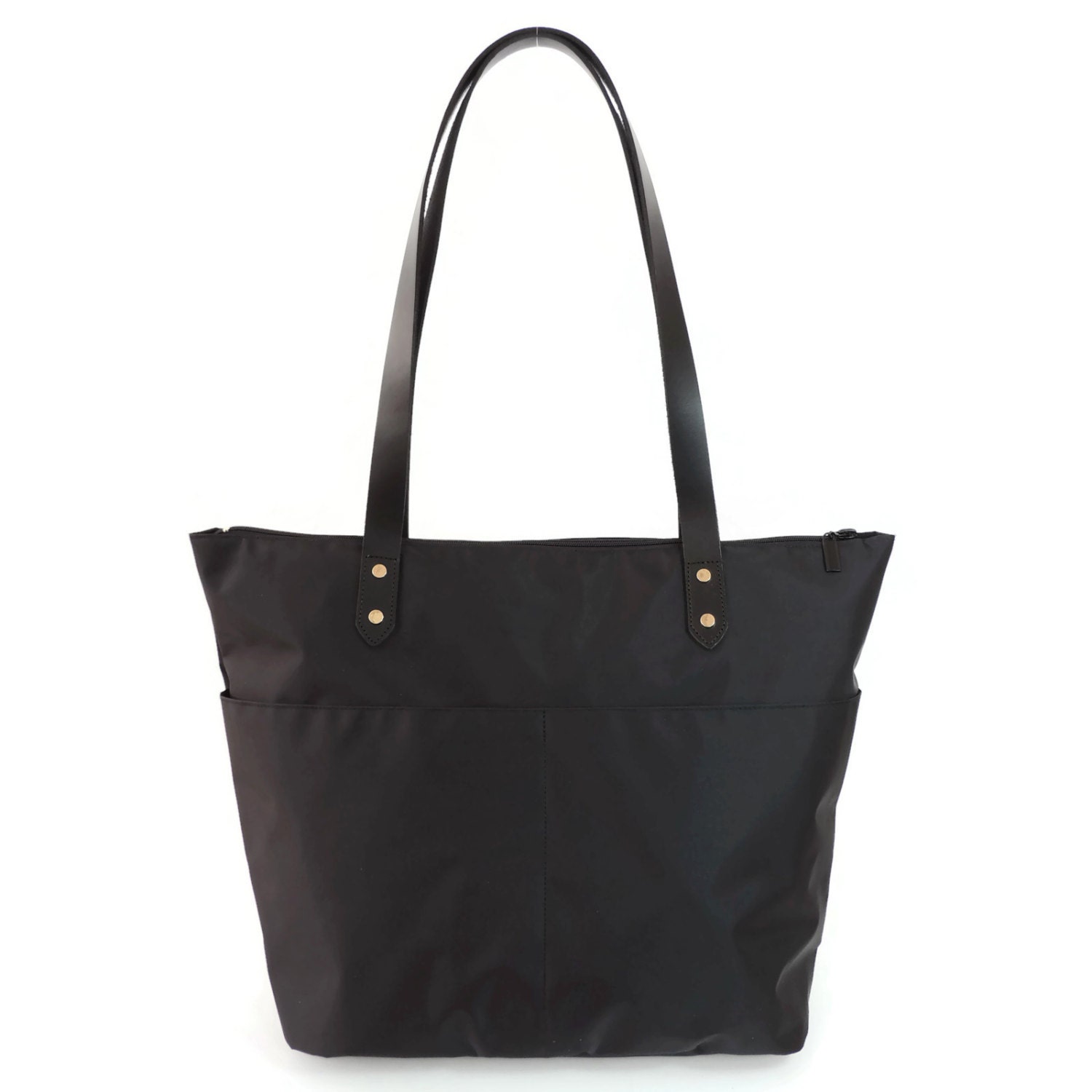 Black Nylon Tote Bag Large Black Tote Leather Shoulder Bag