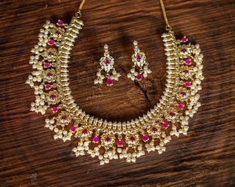 Padmini Guttapusalu Necklace | Indian jewelry American diamond jewellery cubic zirconia necklace