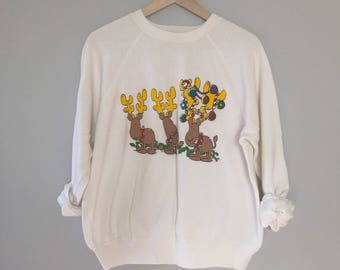 Vintage Reindeer sweatshirt Distressed Christmas sweater