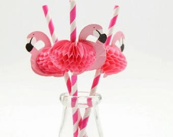 Flamingo Straws, Flamingo Drinking Straws, Paper Straws, Flamingos, Pkt of 10 Flamingo Straws