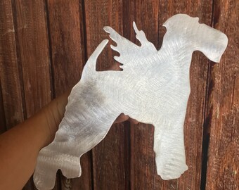Airedale Terrier Angel, Dog Christmas Tree Topper, Holiday, Wreath Decor, Dog Gift, Wall Hanging or Yard Stake, Dog Guardian Angel, Silver