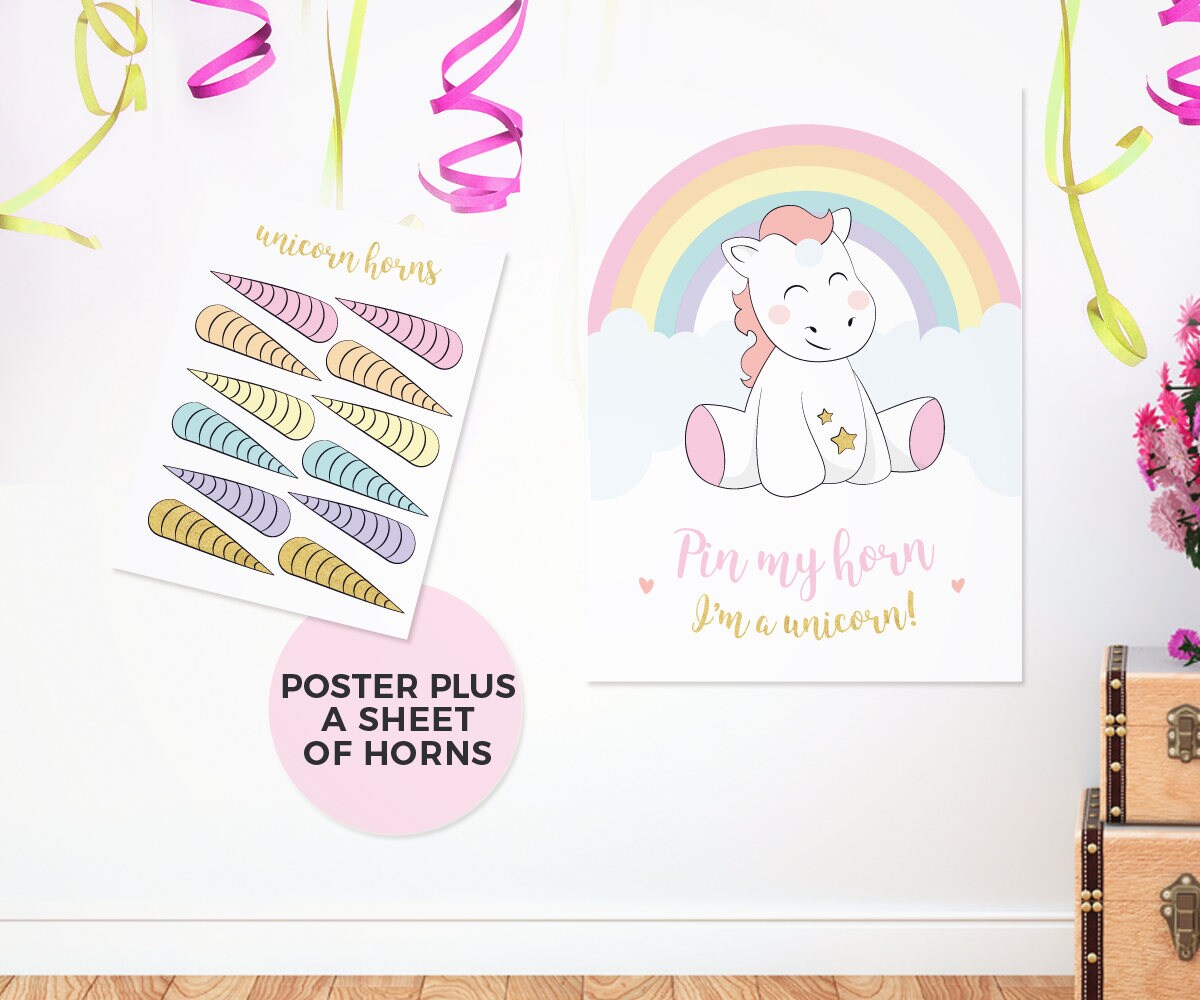 pin the horn on the unicorn game printable unicorn games