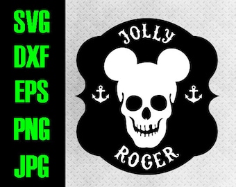 Disney Cruise - svg, dxf, eps, png, jpg cutting files - cricut, silhouette - iron on - Mickey Pirate Jolly Roger anchor Fish extender