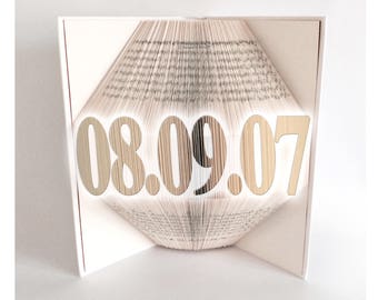 Book Folding Pattern - 3D Book Art - Book Fold - Bookami - CUSTOM DATE - Personalised - 1st Anniversary Gift - Personalised Wedding - Gift