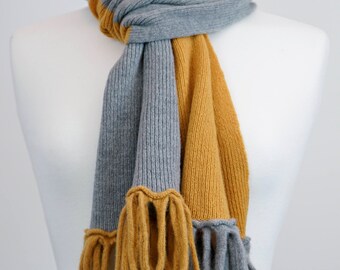 Gold and Grey 2 colour lambswool Scarf