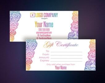 Gift Certificate - Gift Card - Surprise Card - Gift Voucher - Business Cards - Loyalty card - Home Office Approved Color&Font
