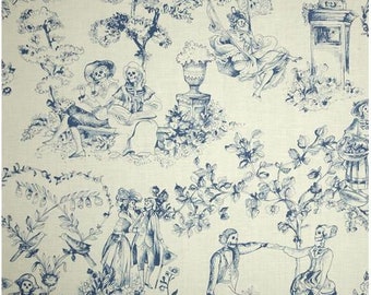 Romantics By Alexander Henry, Out of Print Fabric by the Quarter Yard, Fat Quarter, Blue Skeletons on Cream