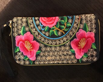 Pink and red handmade rose wallet