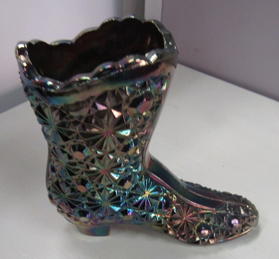 Carnival glass miniature shoe