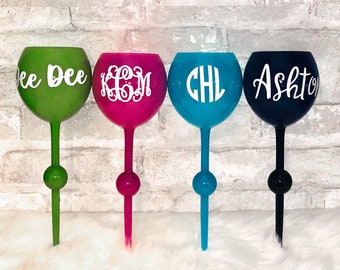 Back In Stock! Floating Wine Glass - Floating Beach Wine Glass - Monogrammed Acrylic Outdoor Drinkware - Custom Bridesmaids Gift