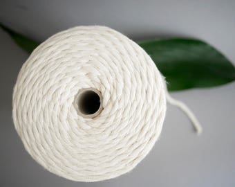 Thick cotton yarn, macrame rope, single twist string, macrame cord, crochet cotton, bulky knitting yarn, thick twisted cotton, weaving