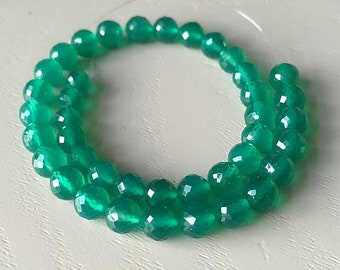 Green Onyx Micro Faceted Rounds 4.5-5mm // 4 inches, 21 Gems // Green Onyx Beads // Green Gemstone // Green Beads