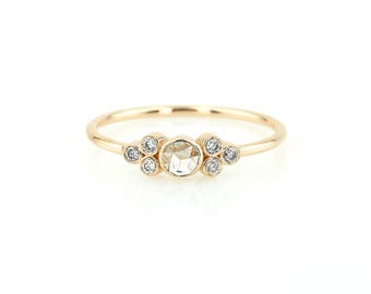 14k Rose Gold Rose Cut Engagement Ring / Rose Cut Ring / Rose Gold Engagement Ring / Minimal Engagement Ring
