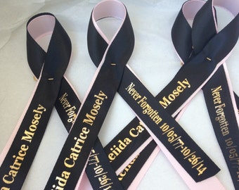 ribbon memorial personalized favors ribbons pinned remembrance fundraiser baptism