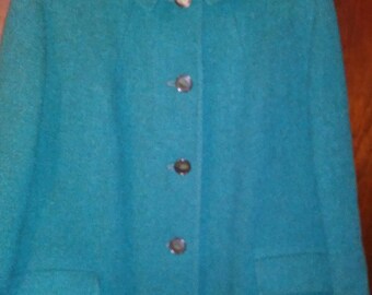 Vintage Women's mid-1950s HARRIS TWEED Overcoat, size ~ 14-16, 3 / 4 length overcoat