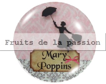 1 cabochon 25mm round glass, tales, fairy tale