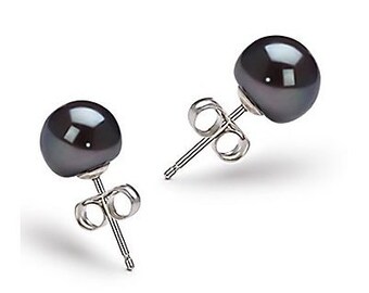 Black Freshwater Pearl Earrings - Various sizes -er65
