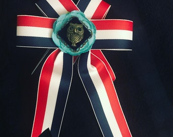 Red White and Blue clip on bow-tie/brooch