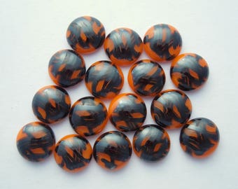Orange And Black Beads - Fused Glass Beads - Lampwork Beads - Fused Glass - Jewelry Findings - Small Beads - Cabochon - Cab 3627