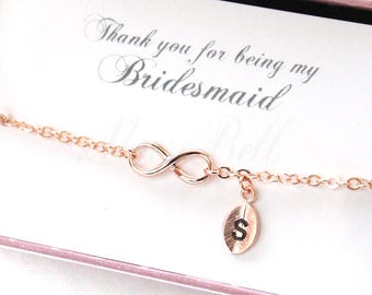 Rose gold tiny infinity bracelet, Bridesmaid gift, Personalized bracelet, Rose gold bracelet, Friendship bracelet, Wedding bracelet,