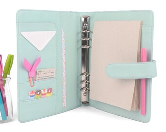 CLASSIC- A5 Leather Ring Binder Planner - 6 Ring, Lots of pockets, personalized & available in different colors.