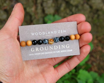 Anxiety Grounding Bracelet, Anxiety Bracelet, Black Onyx, Obsidian, Stress, Fidget