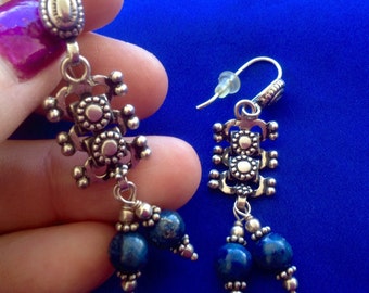 79} 925 Sodalite Dangling Earrings