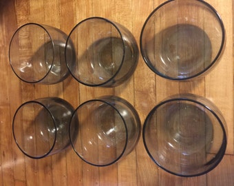 Set of 6 smoke glass squat roly polys