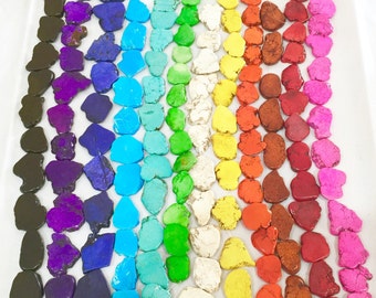 Magnesite - howlite slab Color stone -1.2mm hole Magnesite beads slab slice wholesale supply freeform stone Bourbon style bangle Turquoise