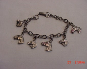 Vintage 6 Horse Heads Charm Bracelet 18 - 775