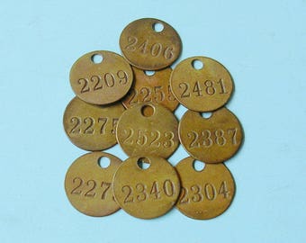 Antique Vintage Brass Tag Tags Number Tag Tags Vintage Jewelry Charm Industrial Tag Farm Tag Steampunk Jewelry DIY Jewelry