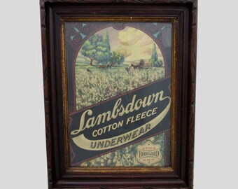 Framed Advertising for Lambsdown Underwear - 17x13 - 1940s