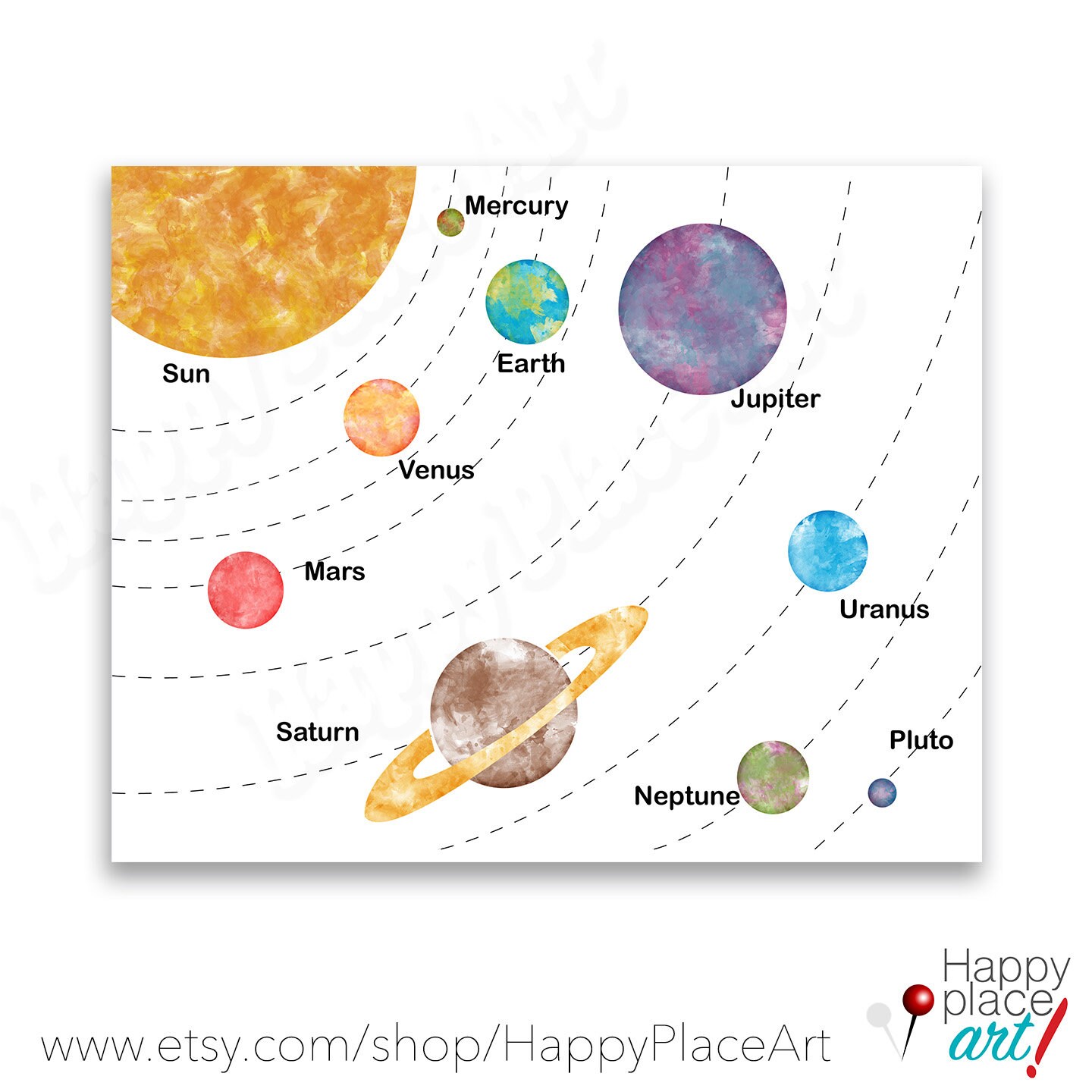 Educational Solar System Space Printable Large