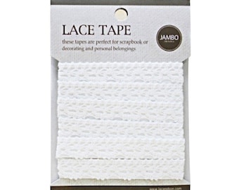 Adhesive deco fabric cotton lace tape M 07 - white by J&Bobbin