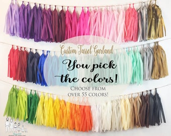 Tassel Garland Tissue Paper Tassels Garland Kit Set of 6 to 50 Choose your Colors and quantity