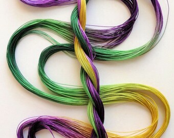 Size 40 "Mardi Gras" hand dyed thread 6 cord cordonnet tatting crochet cotton
