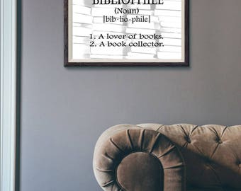 Bibliophile - Library Wall Art - Gift for Book Lover or Gift for Librarian - Reading Nook Wall Art - 8x10 PDF - PRINTABLE DOWNLOAD