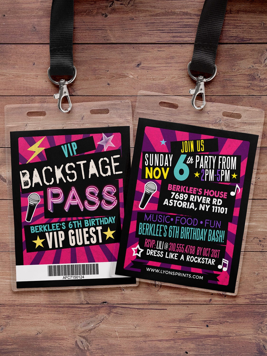 Retro neon VIP PASS backstage pass Vip invitation