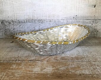 Basket Metal Basket Brass and Silver Basket Mid Century Basket Gift Basket Easter Basket Fruit Basket Centerpiece Base