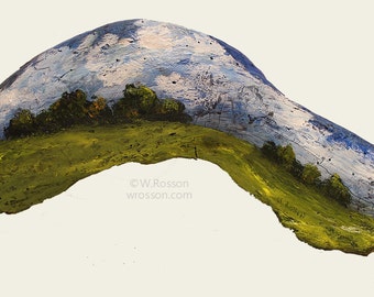 Unique Curvy Driftwood, Landscape, Original Painting, Original Art, Driftwood Decor, Beach, Lake, Home Decor, Office, Art, Gift, Trees, Sky