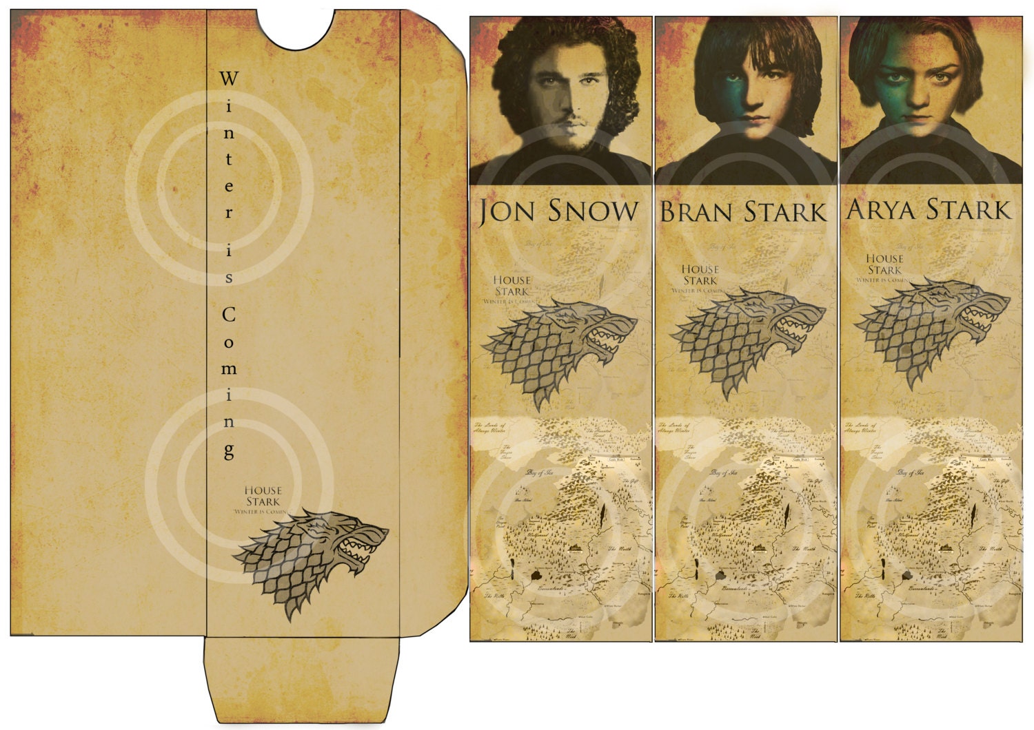 DIGITAL download Game of Thrones STARKS bookmarks and