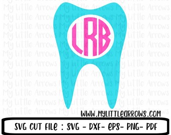 Tooth monogram instant download SVG, DXF, EPS, png Files for Cutting Machines Cameo or Cricut - dental hygienist- dental - tooth fairy gift