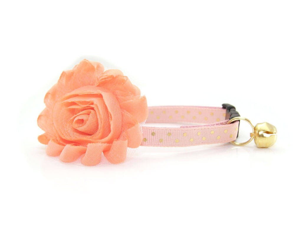 Flower Cat Collar Set Cotton Candy Peach