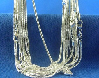 Sterling Silver SNAKE Necklace Chain (1pc) - 1.2mm Thick - Pick Size 16" through 38" - Finished Necklace - Lobster Clasp - 925 Stamped