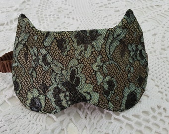 Cat sleep mask. Handmade eye mask. Night sleeping mask. Travel sleep eye mask. Airplane travel mask. Travel gift for her.