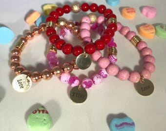 Beaded Stackable Stretch Valentine Single Bracelets