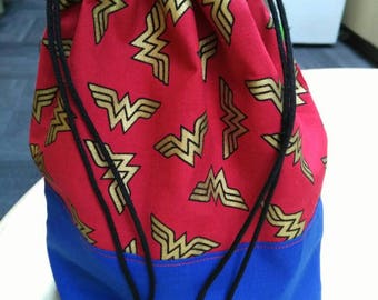 Drawstring Knitting Project Bag - Wonder Woman