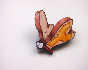 Bread and Butterfly - Alice in Wonderland - Laser Cut Wood Brooch
