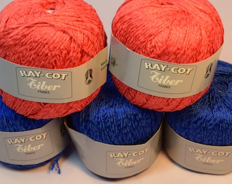 Ray Cot Fiber Rayon Cotton Blend in Warm Orange and Blue